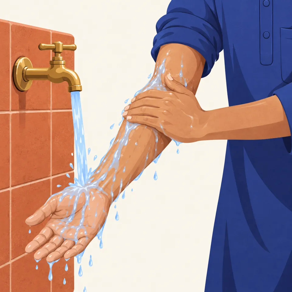 Ilustrasi: Basuh tangan sampai siku