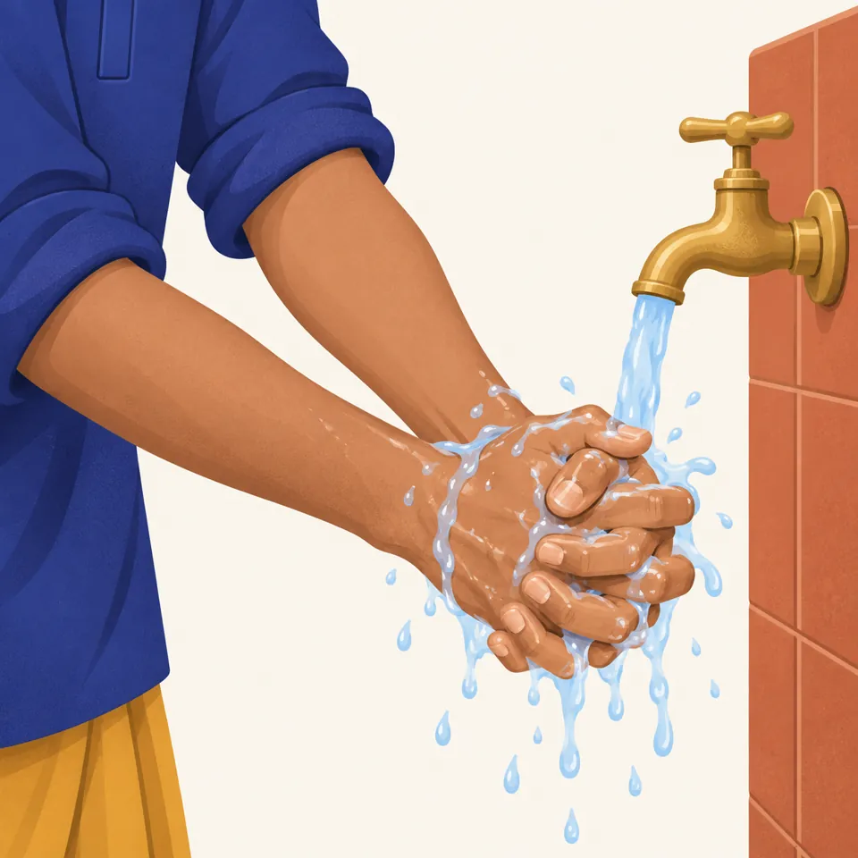 Ilustrasi: Basuh telapak tangan